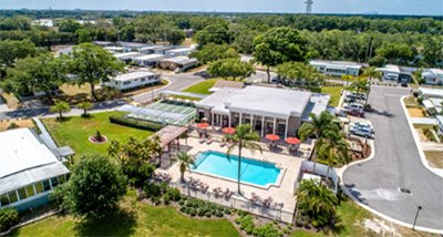 Arial of Club House and Swimming Pool